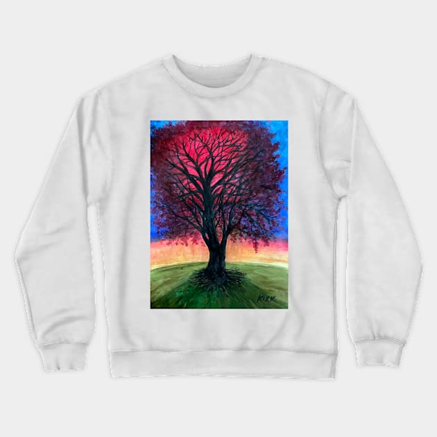 Expressionist Tree in Sunset Crewneck Sweatshirt by jerrykirk